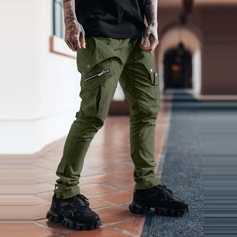 Mens Casual Multi-pocket Zipper Decor Cargo Pants 41490042Z