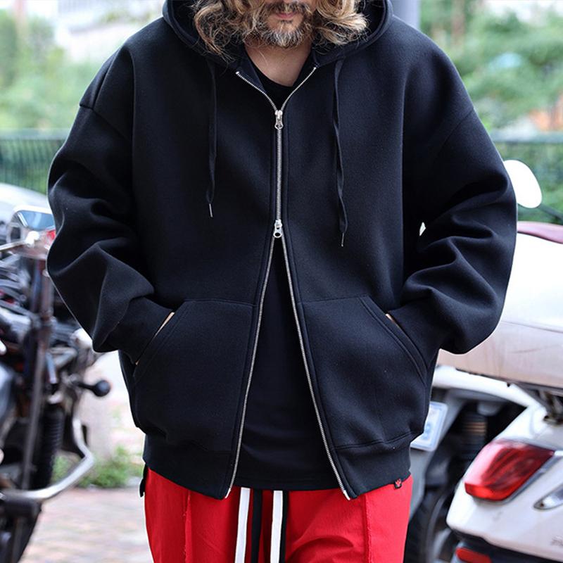 Mens Casual Solid Color Kangaroo Pocket Zipper Hooded Sweatshirt 67672428M
