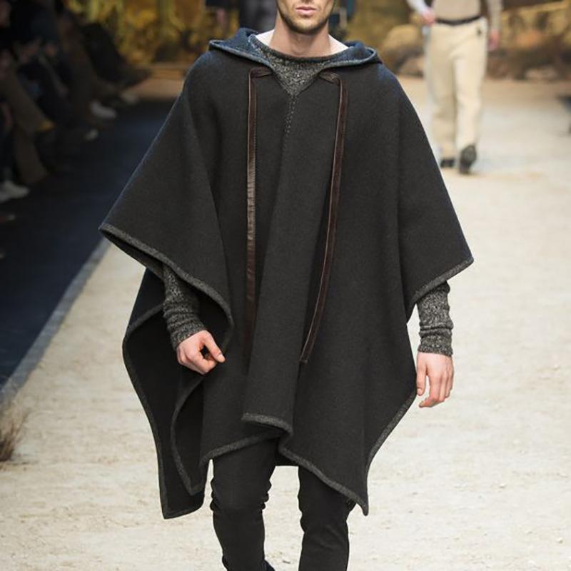 Mens Oversized Hooded Solid Cape 17694621Z