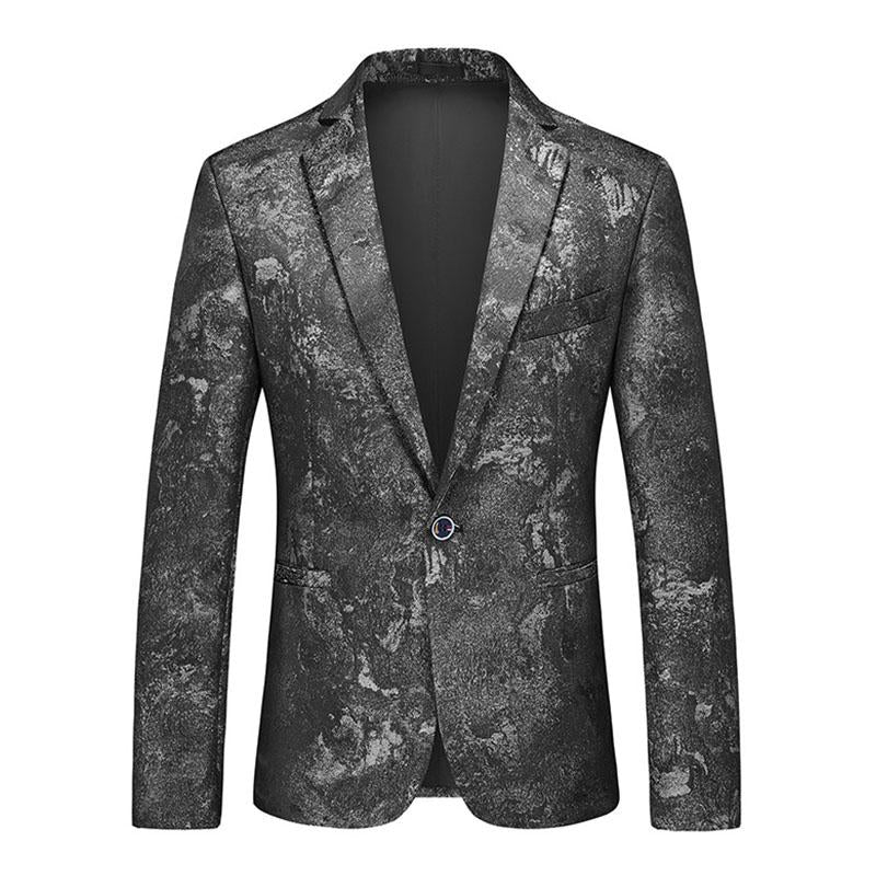 Mens Vintage Printed Lapel One Button Slim Fit Blazer 51780773M