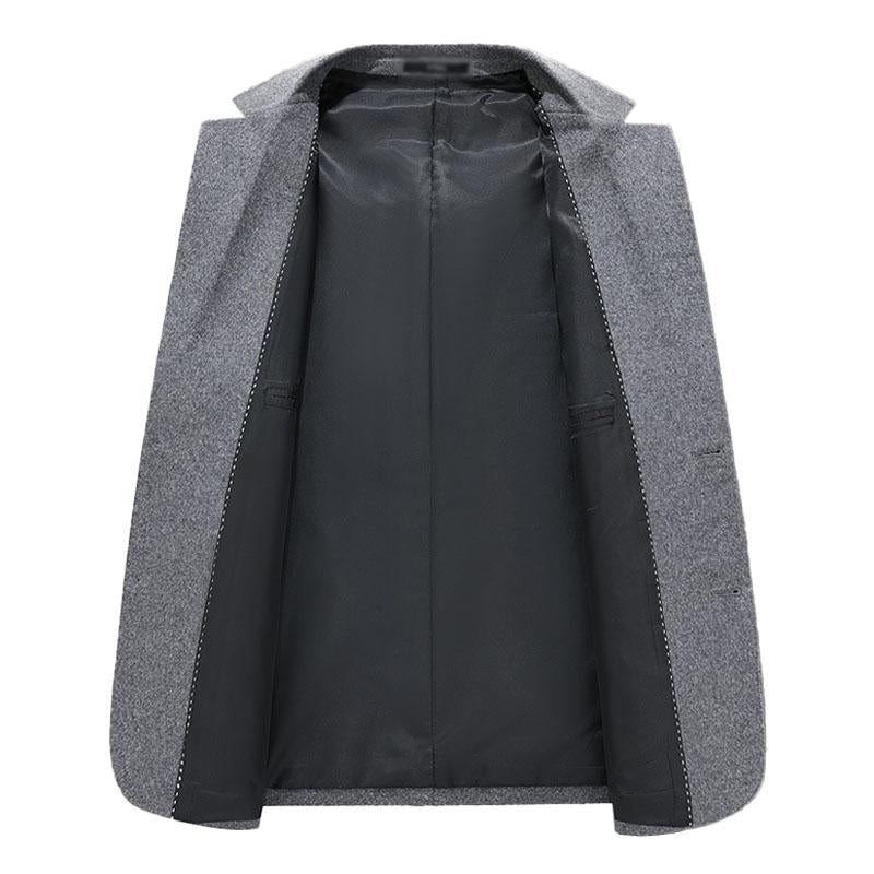 Mens Vintage Wool Blended Thickened Warm Lapel Single-Breasted Blazer 76857884M