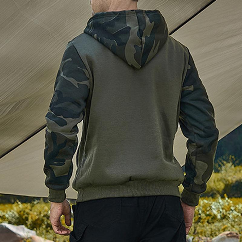 Mens Retro Casual Camouflage Color Block Hooded Sweatshirt 53636355Y