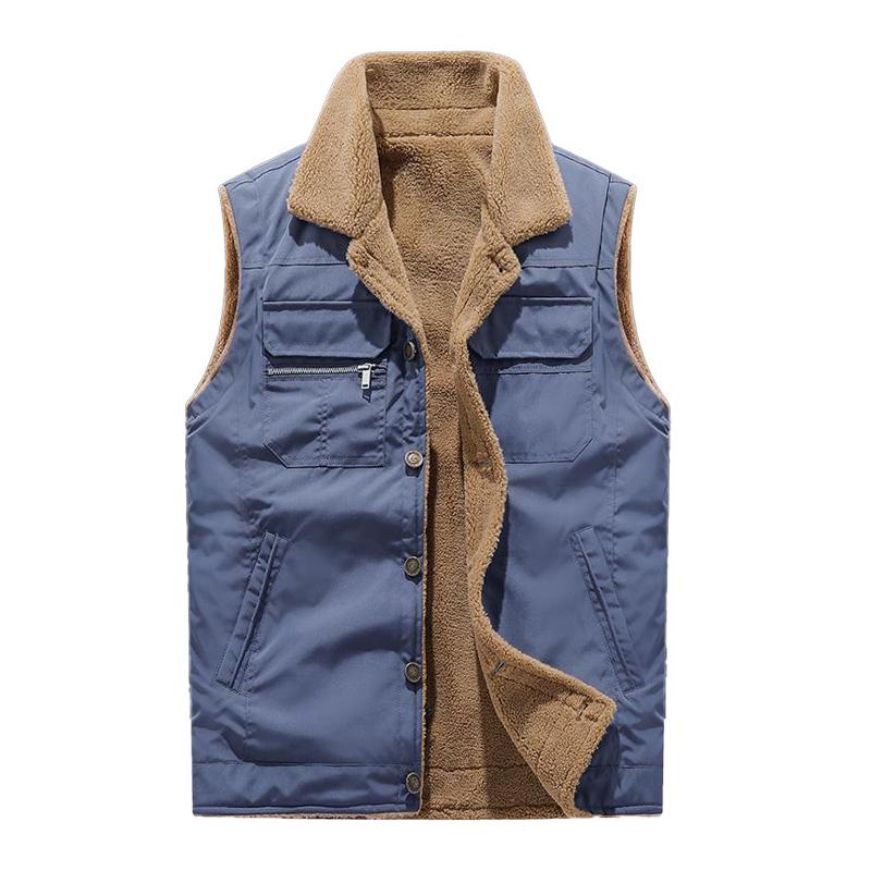 Mens Casual Sherpa Lapel Lapel Single Breasted Slim Vest 88395228M