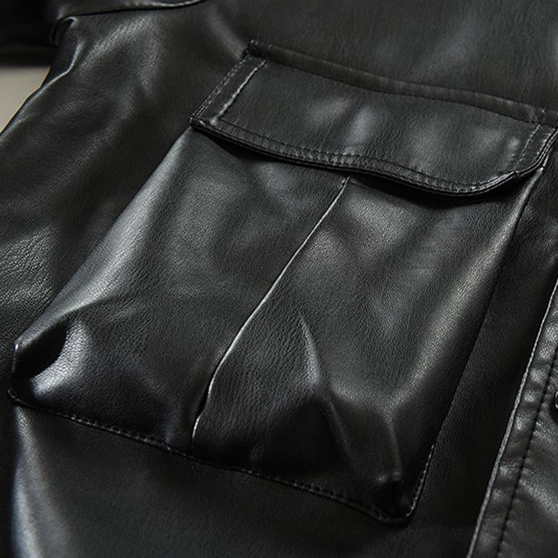 Mens Vintage Motorcycle Pocket Leather Jacket 30084640Y