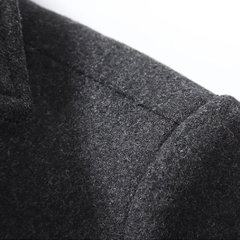 Mens Vintage Woolen Blended Double Collar Zippered Single Breasted Slim Coat 69068984M