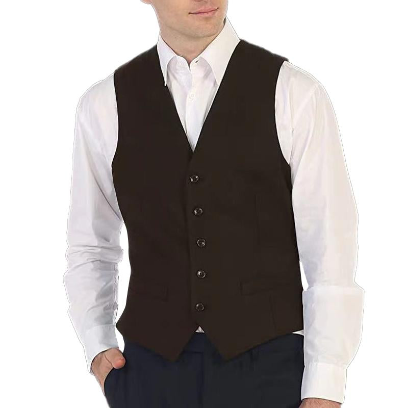 Mens Vintage Solid Collarless Suit Vest 29331158Y
