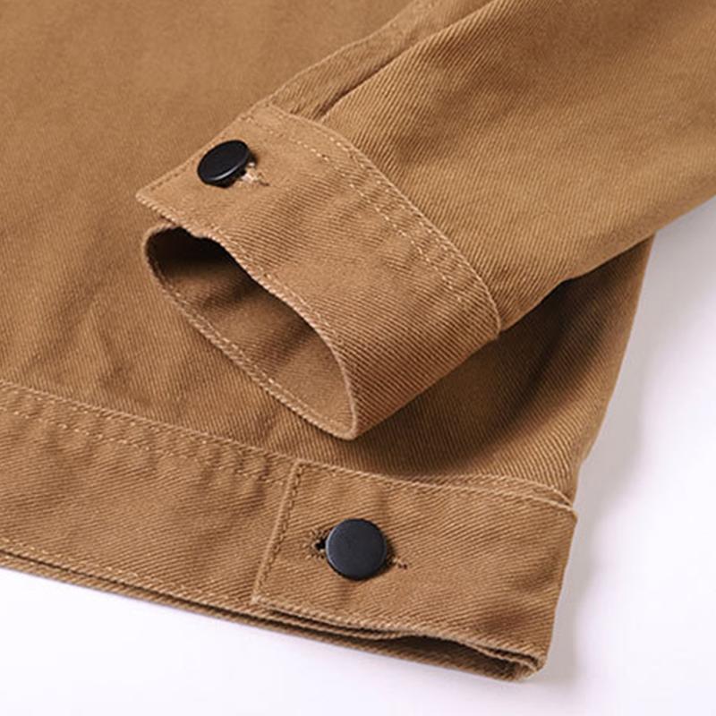 Mens Vintage Solid Color Cotton 3D Pocket Loose Lapel Single-Breasted Jacket 14172939M