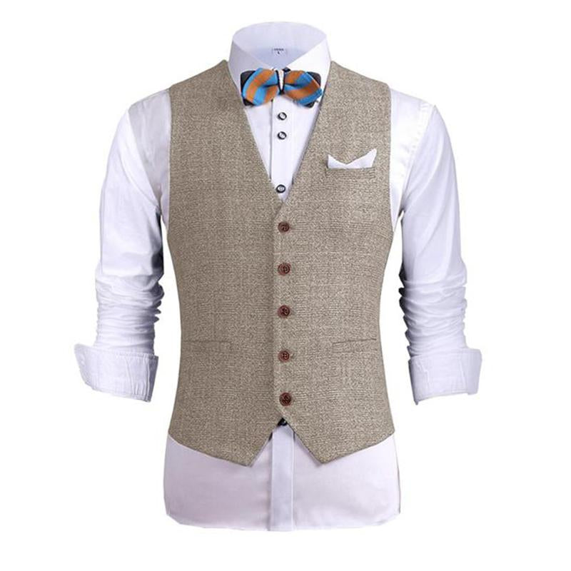 Mens Single-breasted Bamboo Cotton V-neck Casual Vest 07485182X
