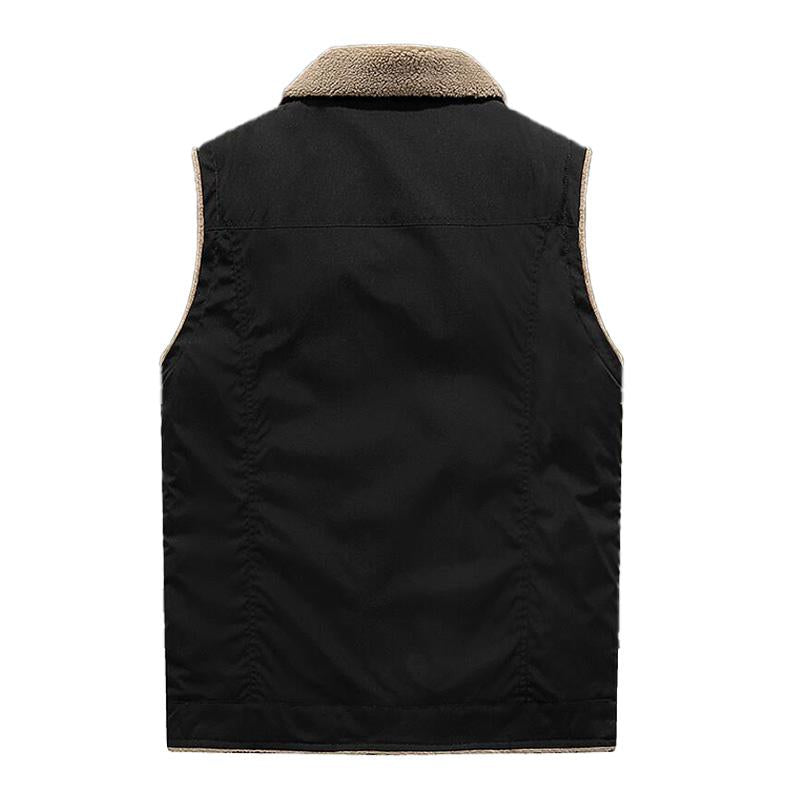 Mens Casual Sherpa Lapel Lapel Single Breasted Slim Vest 88395228M