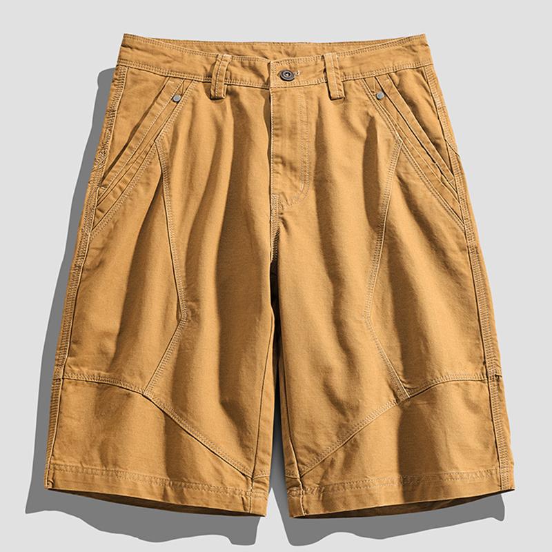Mens Casual Stitching Solid Color Cotton Cargo Shorts 57524177M