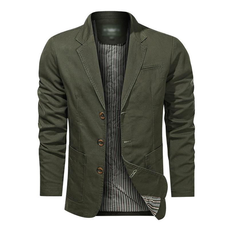 Mens Casual Solid Color Cotton Lapel Single Breasted Loose Blazer 32537703M