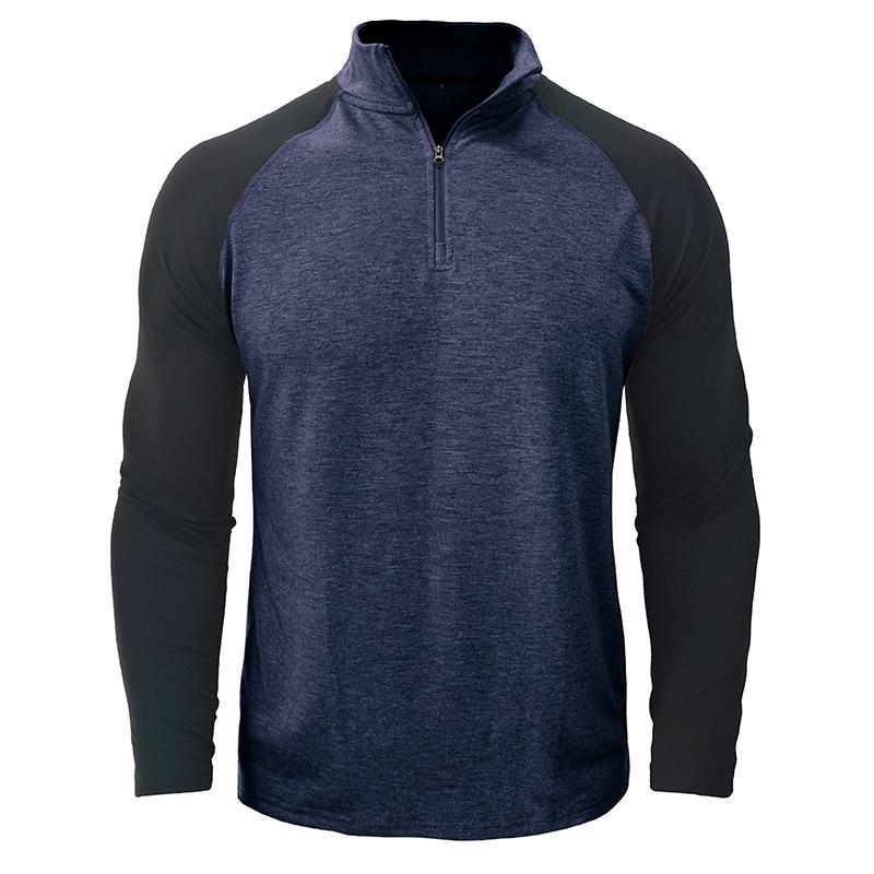 Mens Casual Stand Collar Zipper Colorblock Long Sleeve Sports Pullover Sweatshirt 39110815M