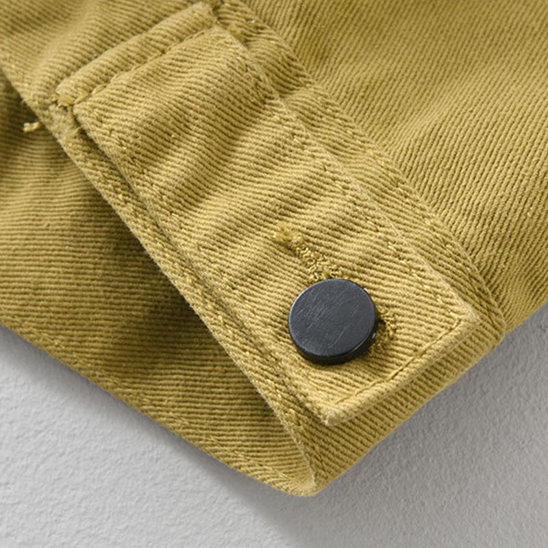 Mens Vintage Solid Lapel Single Breasted Slim Denim Jacket 12833129M