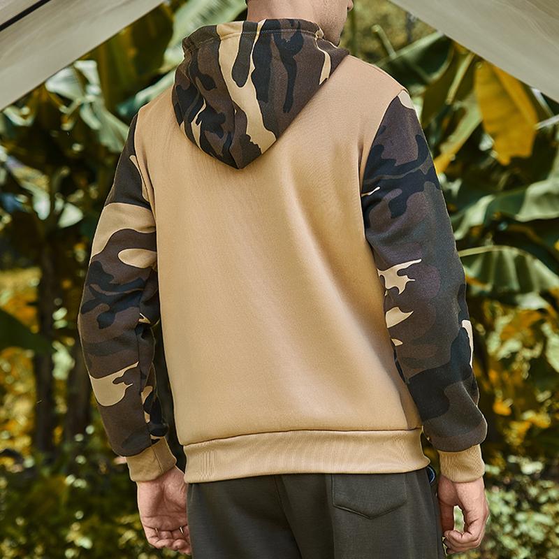 Mens Retro Casual Camouflage Color Block Hooded Sweatshirt 53636355Y