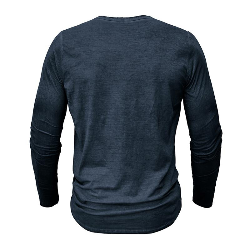 Mens Vintage Distressed Long Sleeve Henley T-Shirt 49710487M