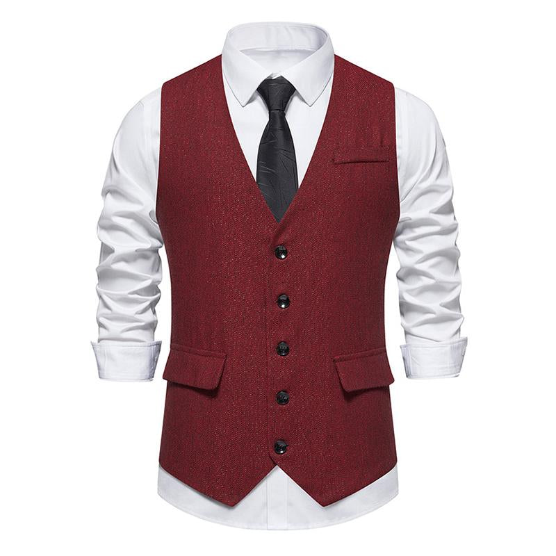 Mens Vintage V-Neck Single-Breasted Suit Vest (Shirt and Tie Excluded) 83234646M