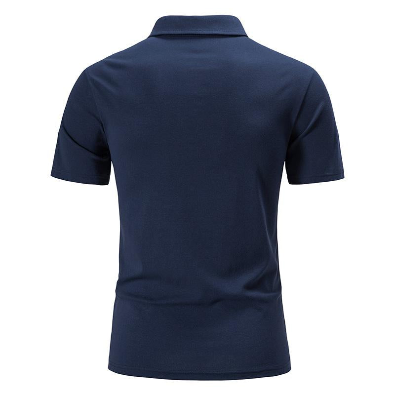 Mens Vintage Rose Embroidery Stitching Breathable Lapel Short Sleeve POLO Shirt 98245795Y