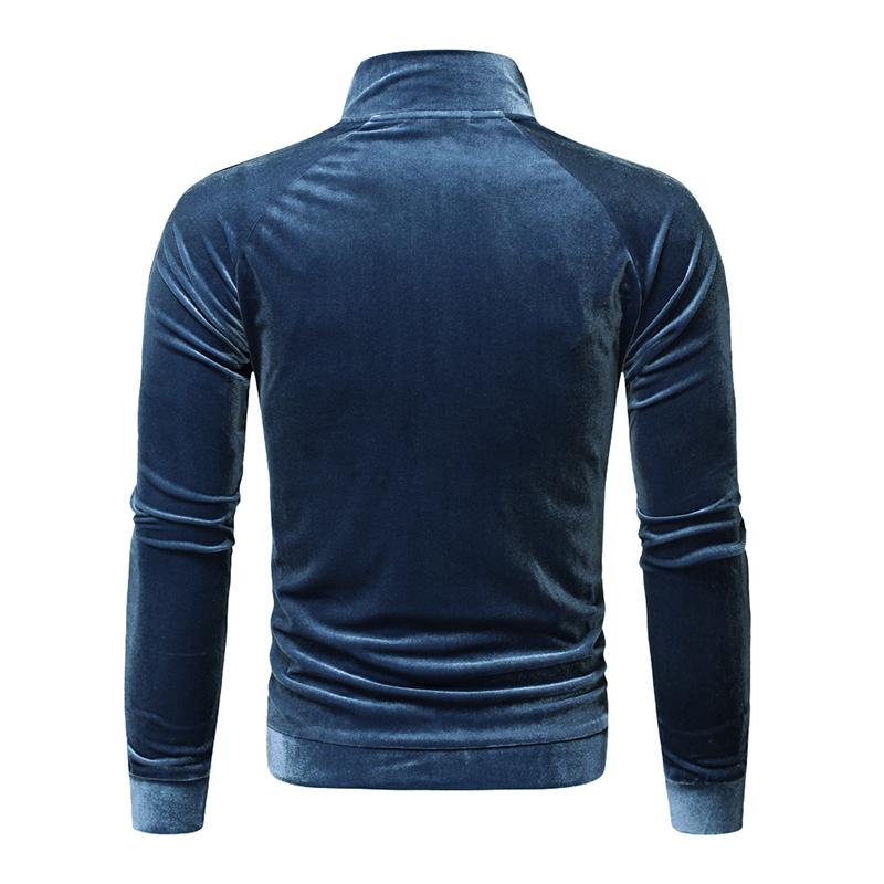 Mens Casual Turtleneck Fleece Warm Colorblock Long Sleeve T-Shirt 04024273M