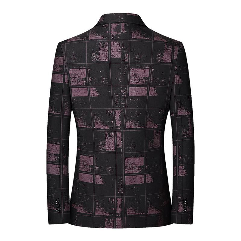 Mens Casual Plaid Slim Lapel Single Breasted Blazer 04886141M
