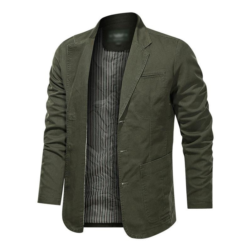 Mens Casual Solid Color Cotton Lapel Single Breasted Loose Blazer 32537703M