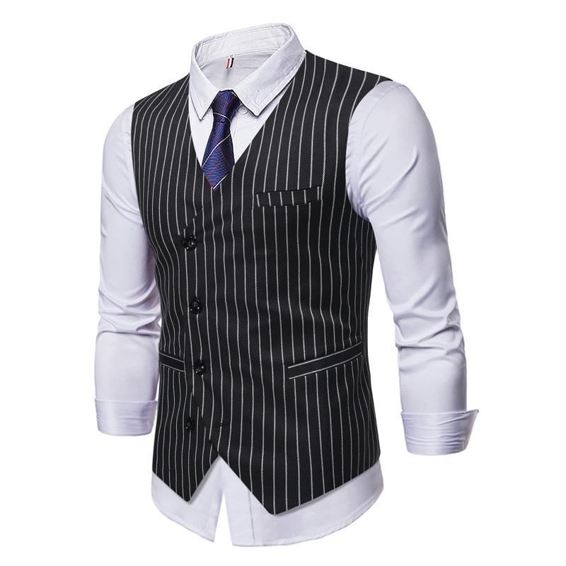 Mens Vintage Striped Single Breasted Suit Vest 87261444Y