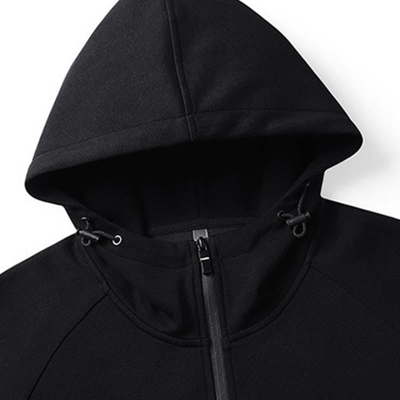 Mens Vintage Solid Color Loose Zipper Pullover Hoodie 00868107M