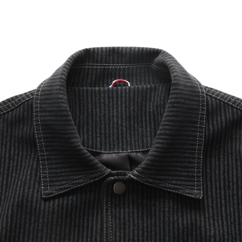 Mens Casual Striped Lapel Denim Jacket 37935939Y