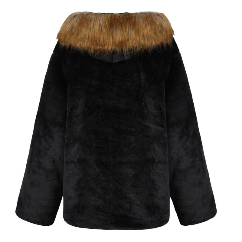Mens Resort Soft Outdoor Warm and Comfortable Hooded Fur Jacket 35641551X
