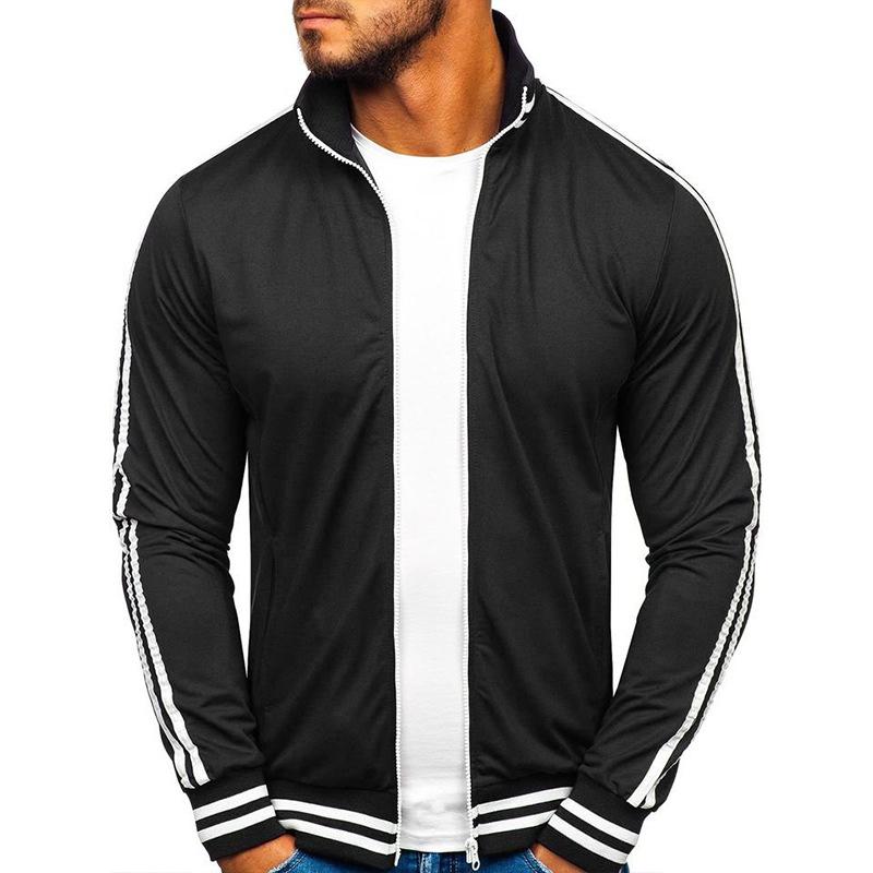 Mens Contrasting Color Zipper Outdoor Casual Stand Collar Long Sleeve Jacket 71858771X