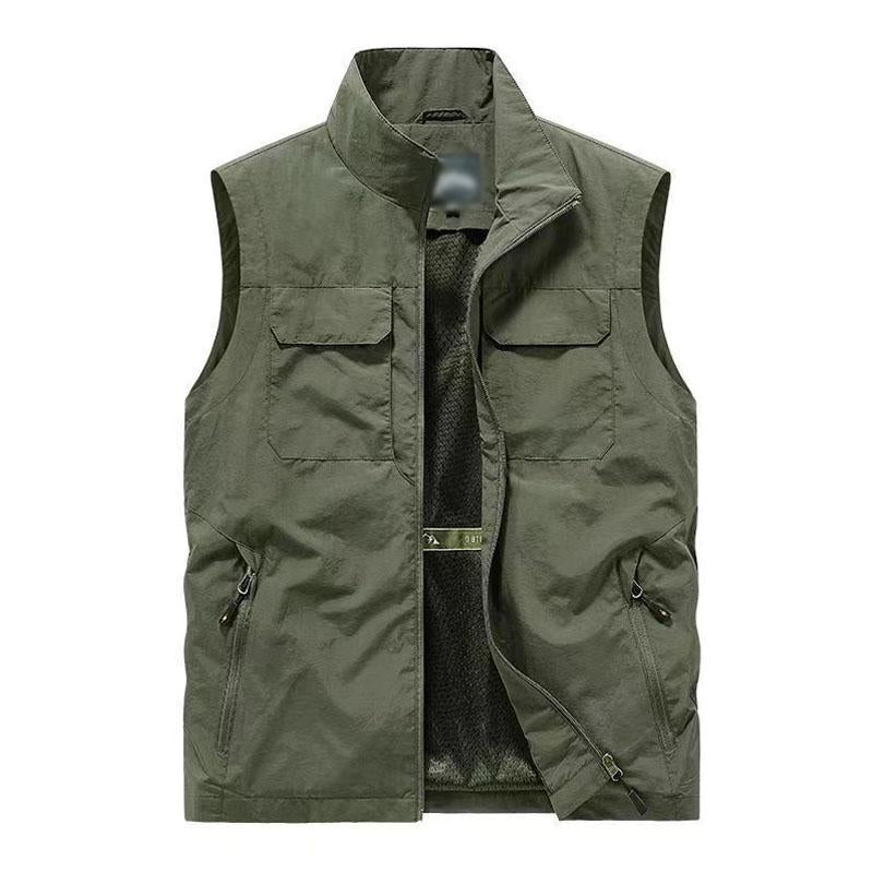 Mens Casual Thin Multi-pocket Loose Quick-Drying Vest 71093627M