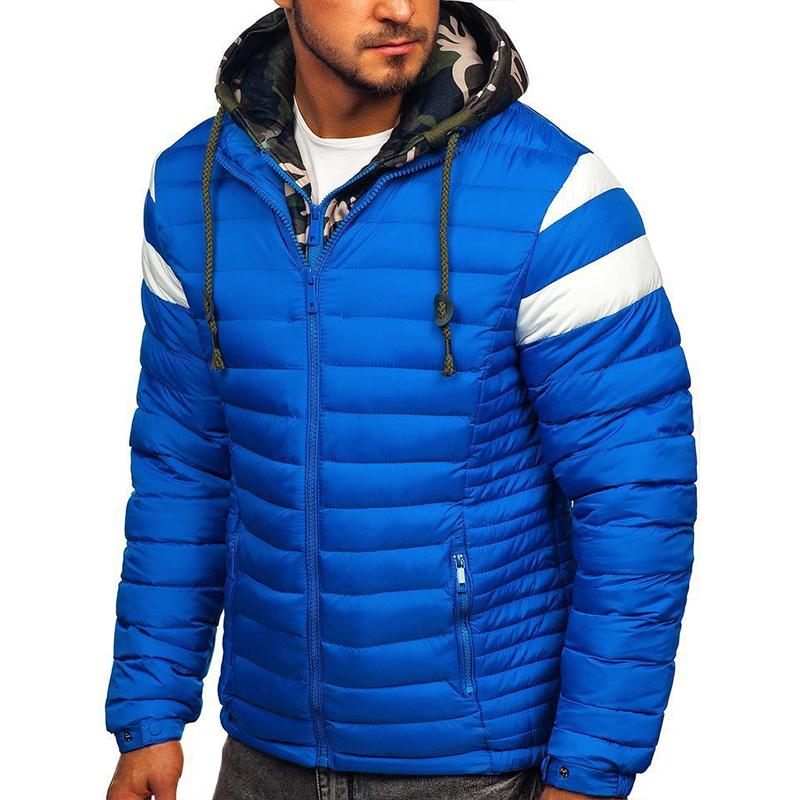 Mens Casual Hooded Slim Fake Two-Piece Thermal Padded Coat 43755109M