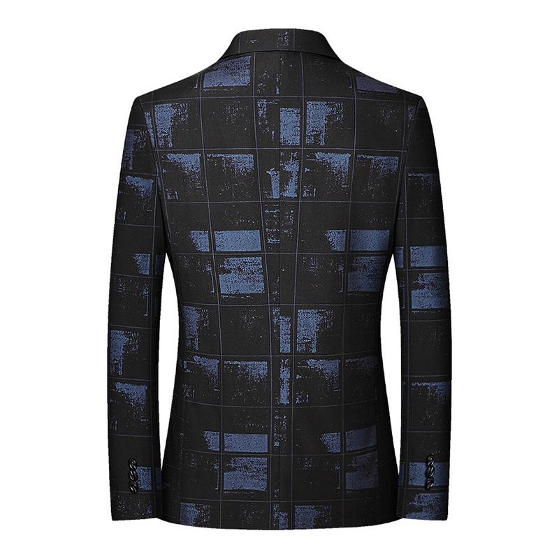 Mens Casual Plaid Slim Lapel Single Breasted Blazer 04886141M