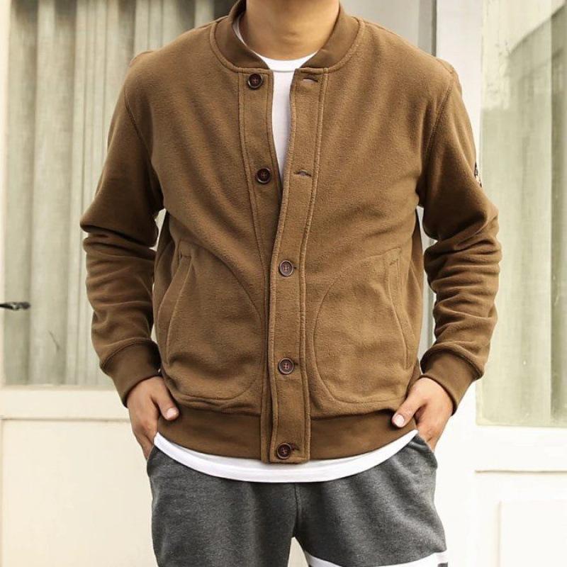 Mens Retro Double-sided Polar Fleece Flight Baseball Jacket 58700542X