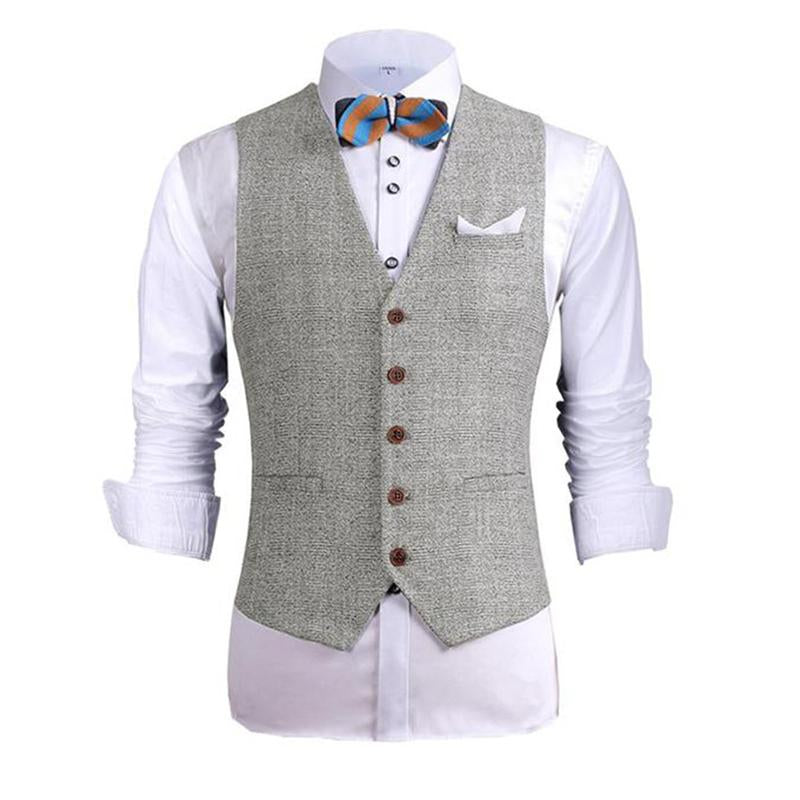 Mens Single-breasted Bamboo Cotton V-neck Casual Vest 07485182X
