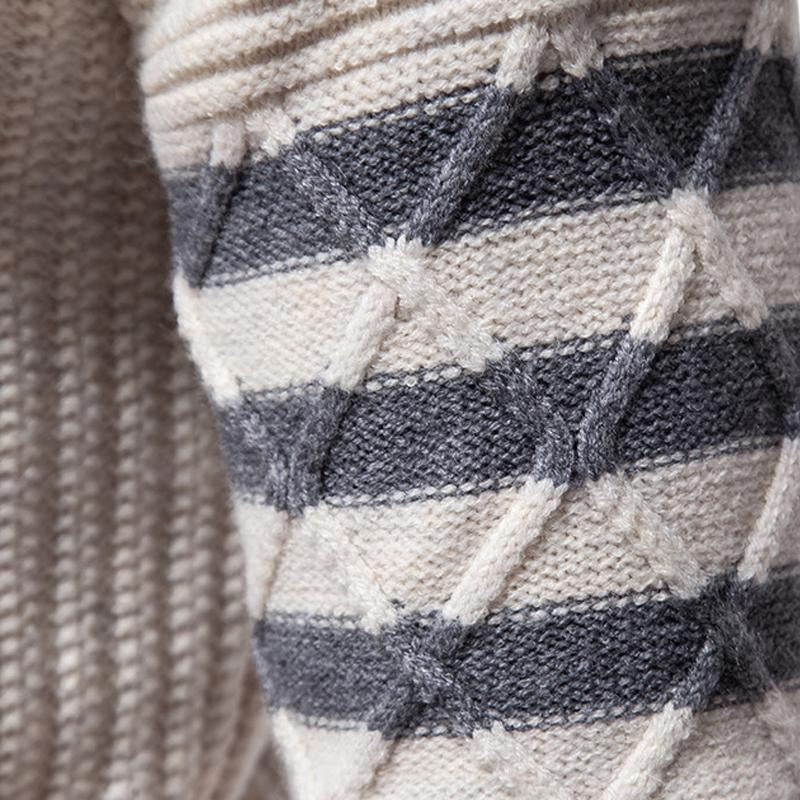 Mens Round Neck Pullover Solid Color Cable Sweater 45898708X
