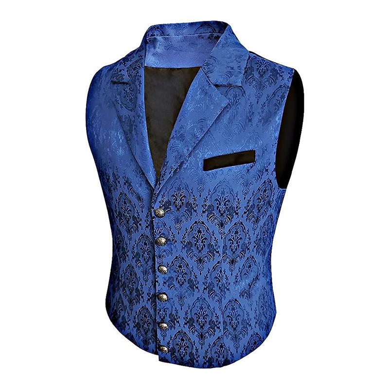 Mens Vintage Pattern Notch Lapel Slim Single Breasted Suit Vest 54482377Z