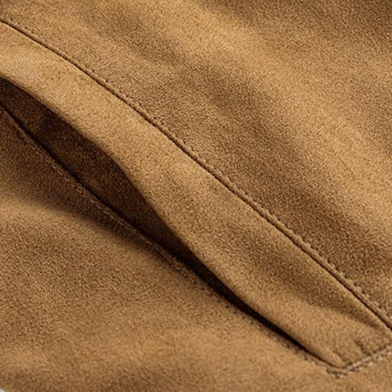 Mens Vintage Suede Brushed Lapel Single Breasted Jacket 63506956M