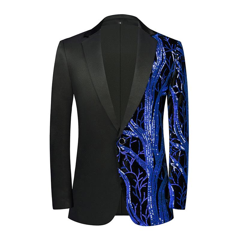Mens Vintage Sequin Panel Single Breasted Lapel Blazer 16347416M