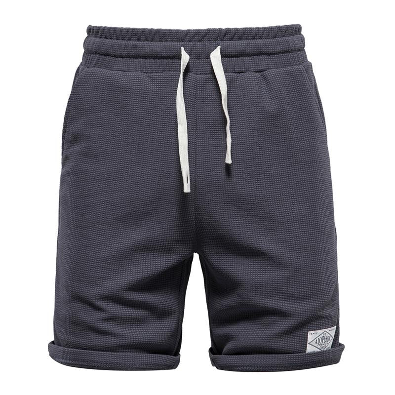 Mens Casual Solid Color Elastic Waist Drawstring Sport Shorts 58817635M