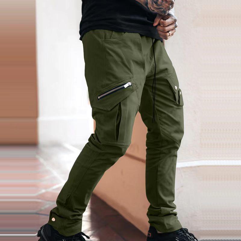 Mens Casual Multi-pocket Zipper Decor Cargo Pants 41490042Z