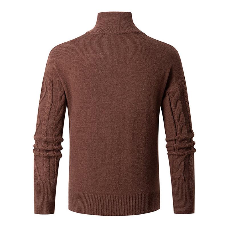 Mens Casual Lapel Single-Breasted Thickened Warm Knitted Cardigan 73185948M