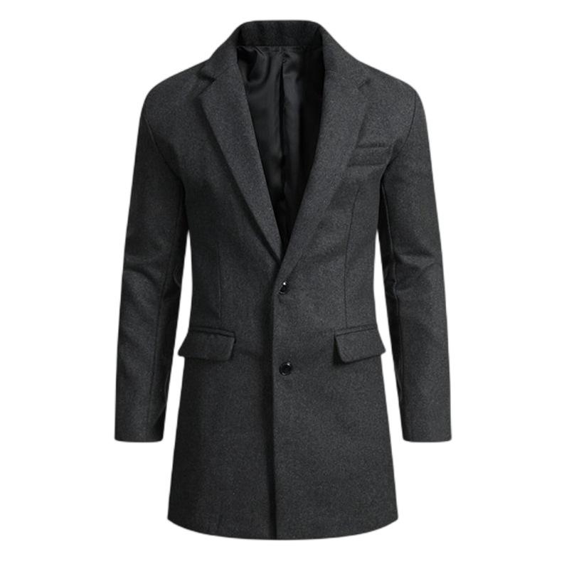 Mens Solid Color Slim Fit Lapel Mid-length Blazer 16926609X