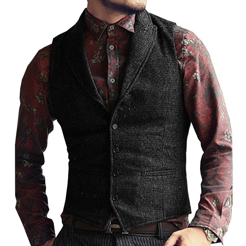 Mens Herringbone Vintage Suit Lapel Vest 41692668X