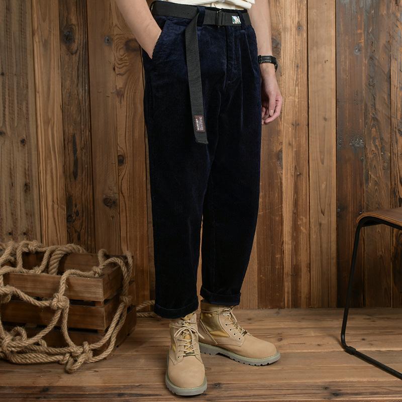 Mens Vintage Solid Corduroy Straight Pants 08949084Y