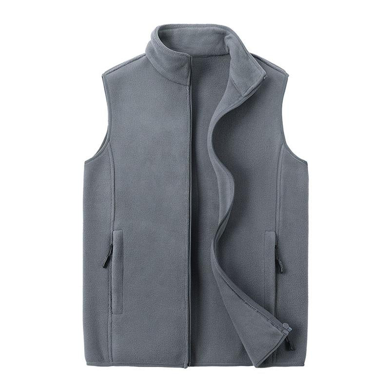 Mens Casual Outdoor Stand Collar Zipper Loose Fleece Vest 79705666M