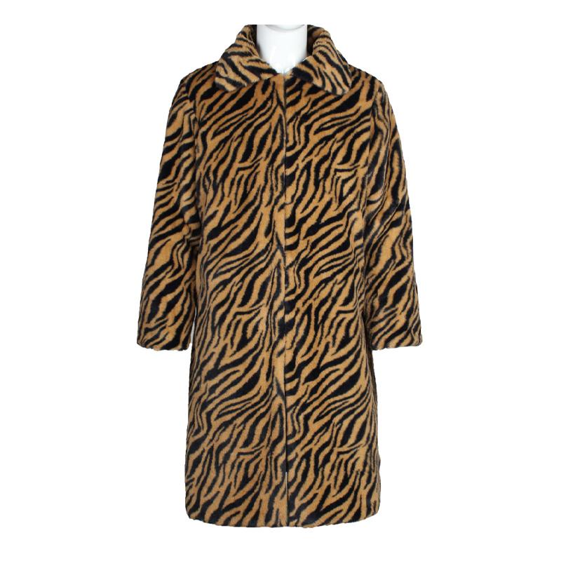 Mens Square Collar Faux Fur Zebra Print Coat 54278674X