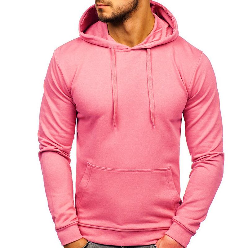 Mens Solid Color Pullover Sports Slim Baseball Hoodie 05358651Z