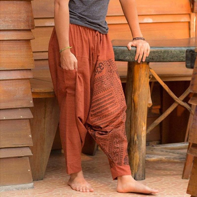 Mens Loose Print Drawstring Baggy Pants 95988351Y