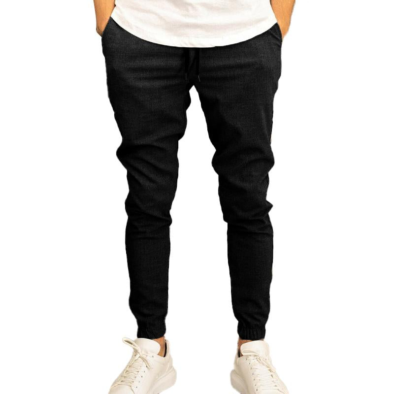 Mens Casual Solid Color Drawstring Trousers 63123584Y