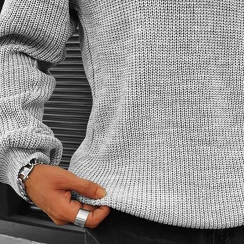 Mens Vintage Solid Color V Neck Long Sleeve Knitted Sweater 53688615X